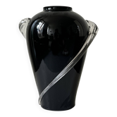 Grand vase soufflé à la bouche en verre (améthyste noire)