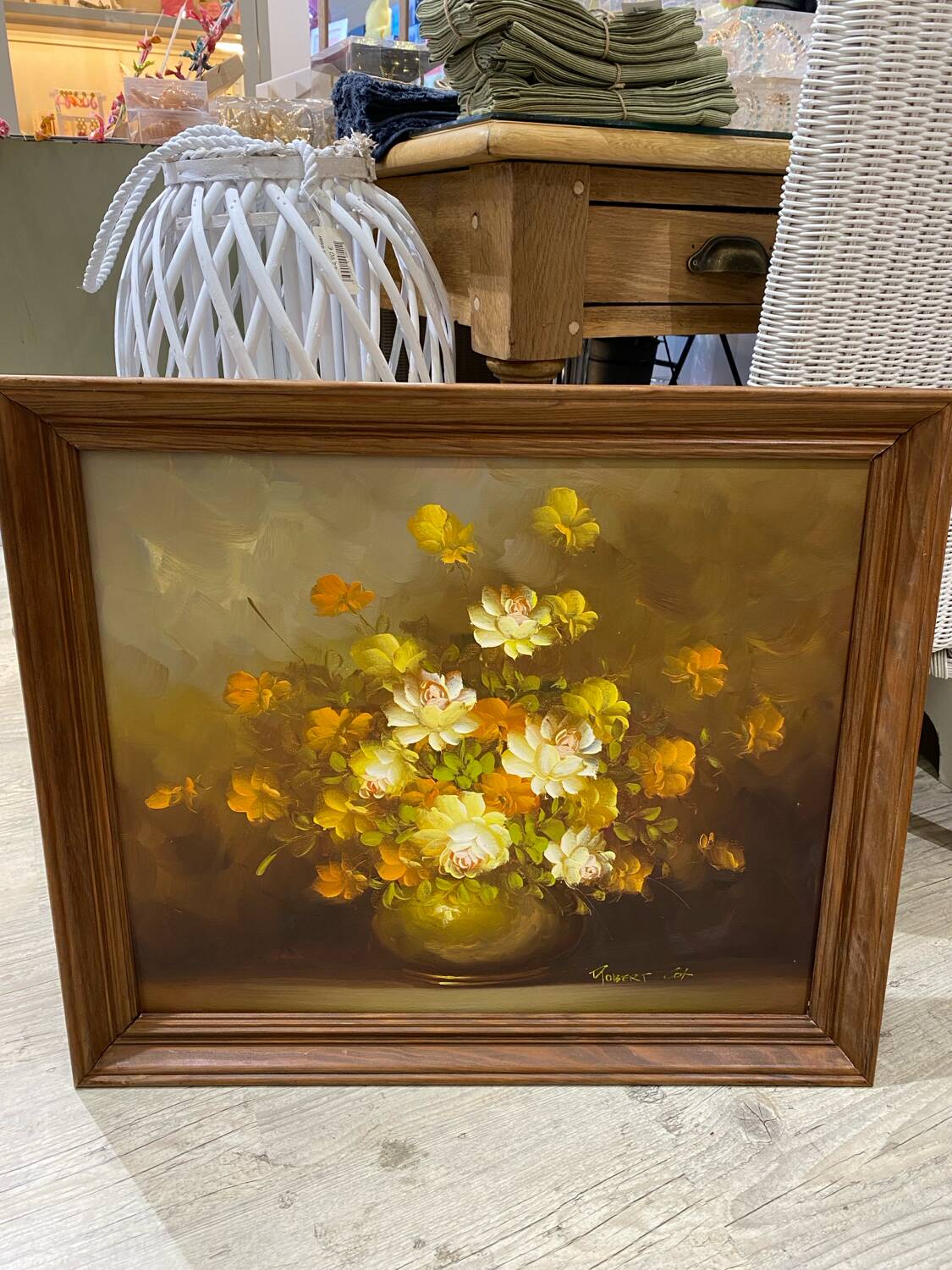 Oil on canvas bouquet flower Robert Cox