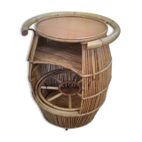 Bar on wheels vintage rattan