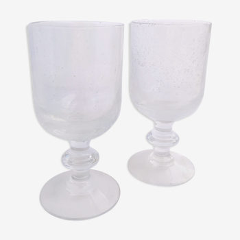 Duo de verres à pied en verre bullé