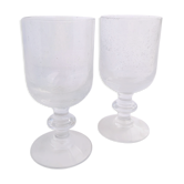 Duo of glasses with bullied glass