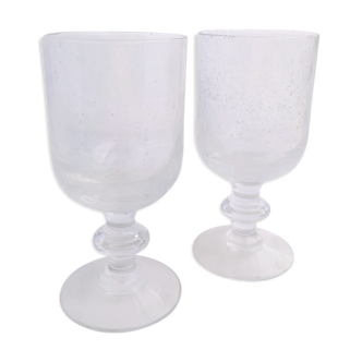 Duo de verres à pied en verre bullé