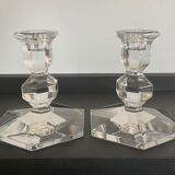 Pair of Val Saint Lambert crystal candle holders