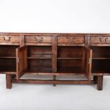 Large brutalist Aranjou sideboard in elm, 1960s
