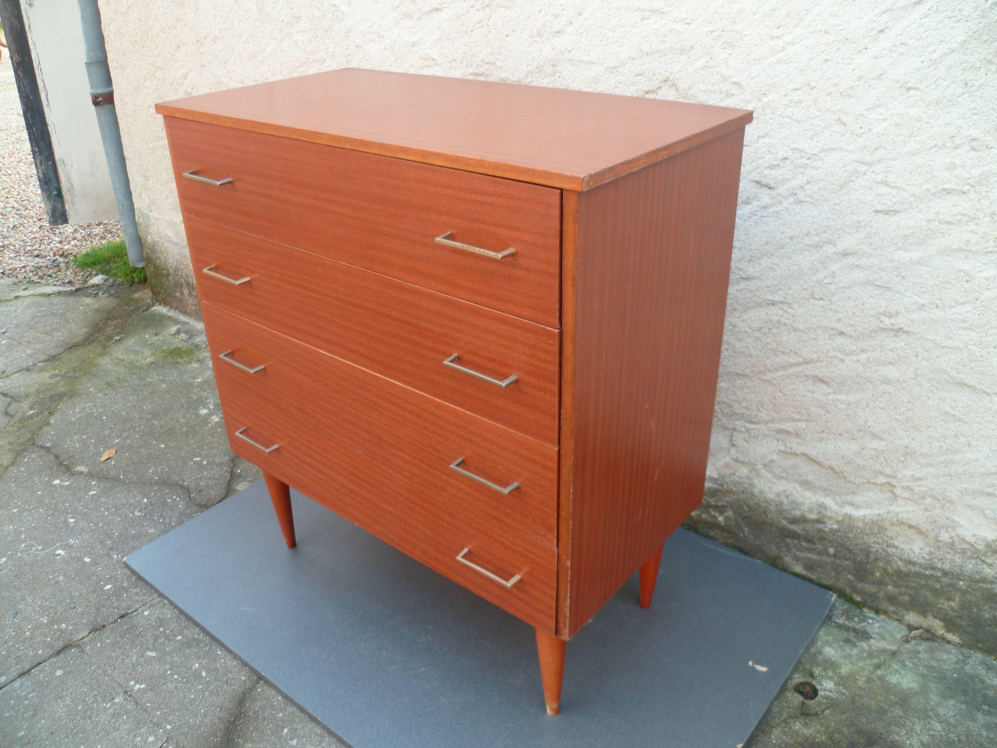 Small chest of drawers 4 drawers storage furniture Scandinavian design 70s vintage