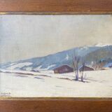 Painting "Snow landscape" by Veilhan Les Rousses (Jura)