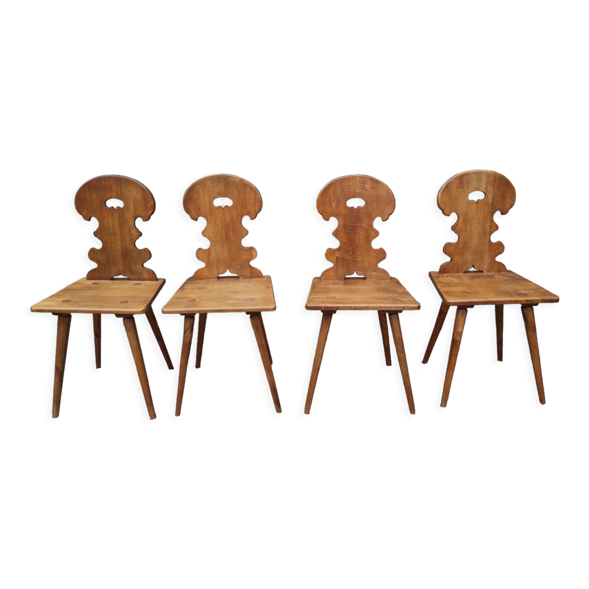 Set of 4 mountain chairs or blond wood chalet chairs