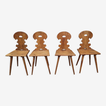 Set of 4 mountain chairs or blond wood chalet chairs