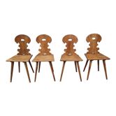 Set of 4 mountain chairs or blond wood chalet chairs
