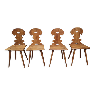 Set of 4 mountain chairs or blond wood chalet chairs