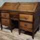 Antique curved secretary desk, Louis XV style, made of solid wood and marquetry.