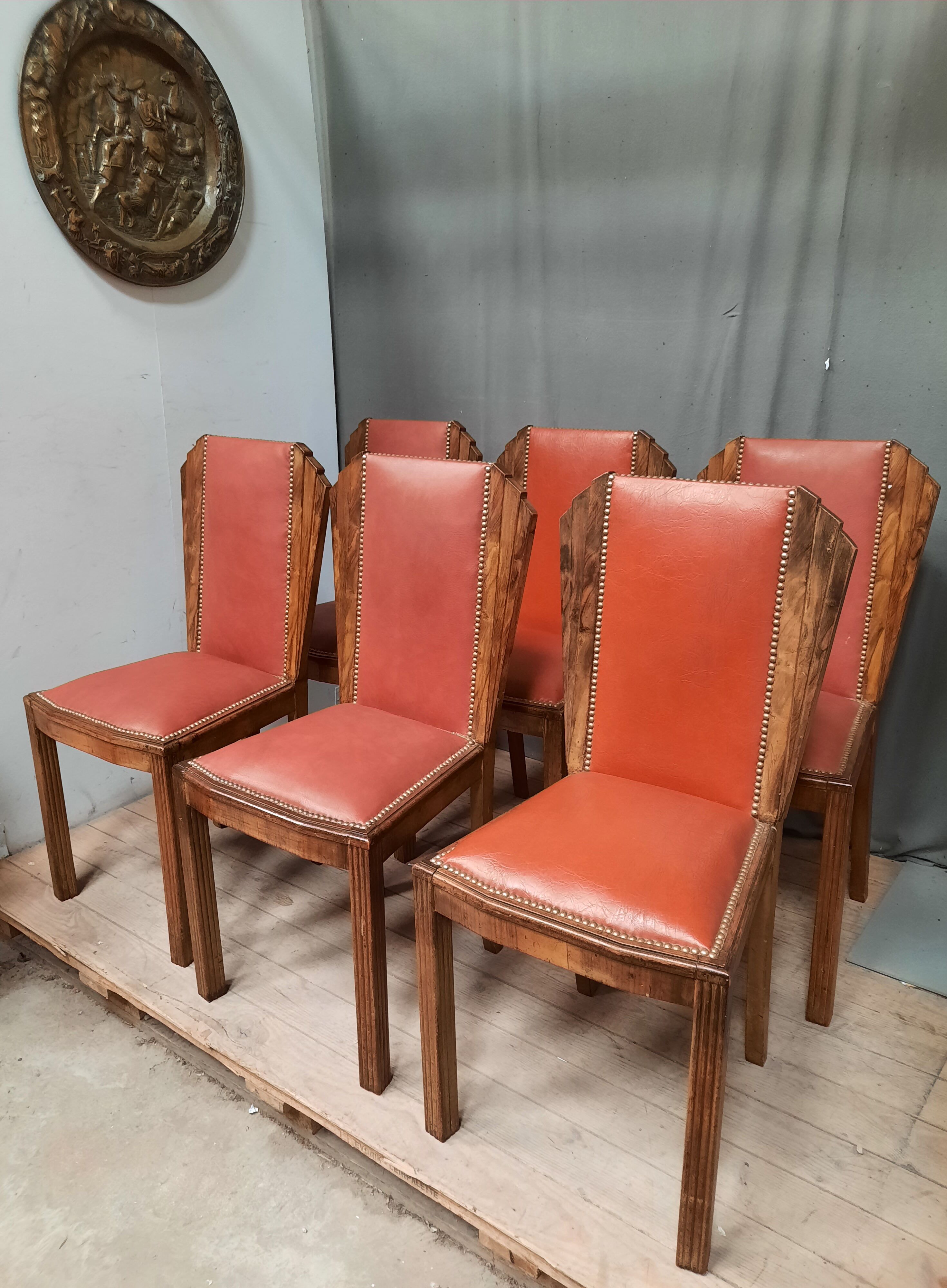 Series of 6 art deco chairs