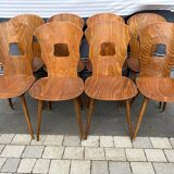 Set of 8 vintage Baumann bistro chairs from the 1970s
