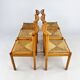 Ensemble de 6 chaises de salle à manger scandinaves en pin et jonc, 1970