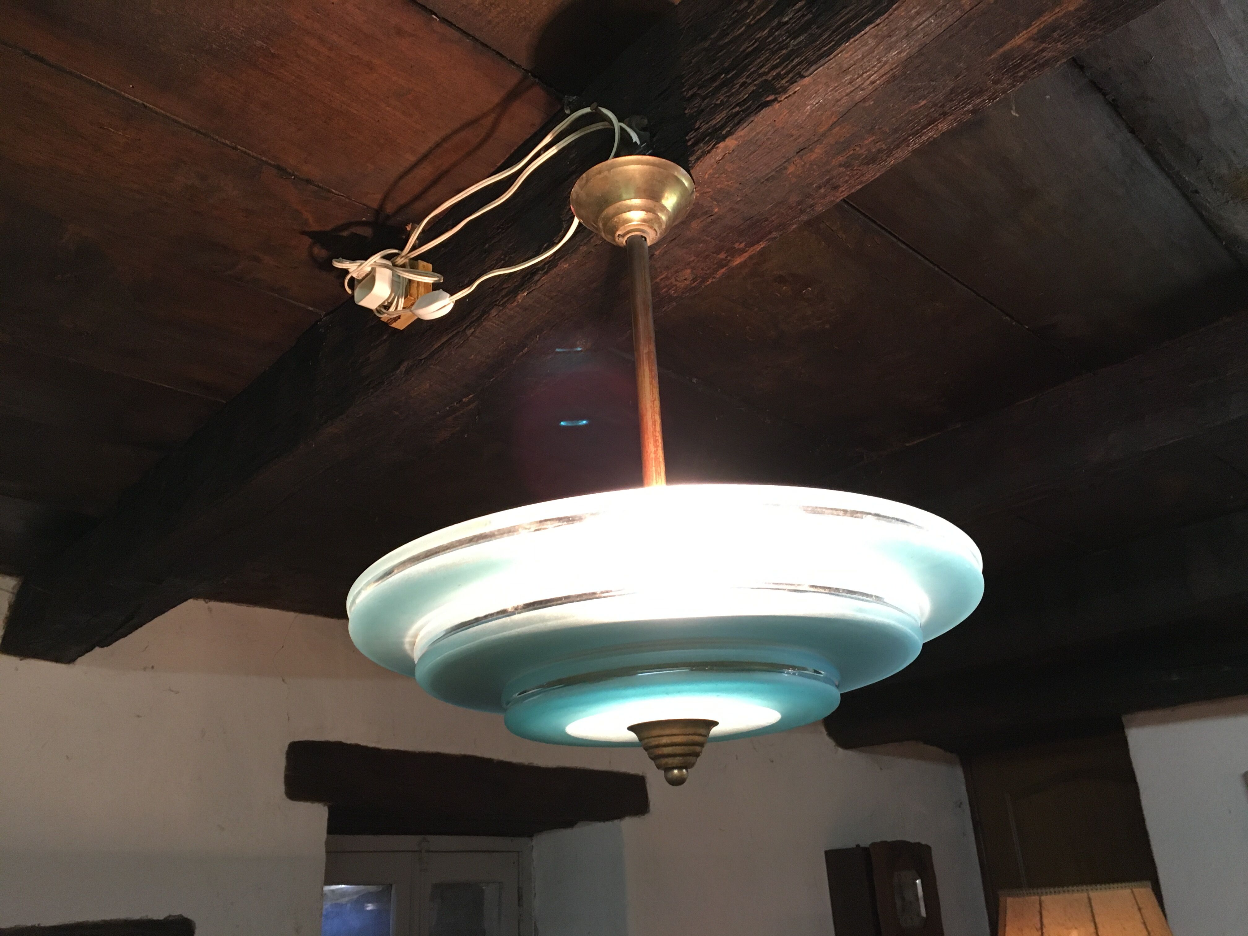 Art Deco pendant lamp in glass period 1930 1940