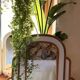Miroir monumental Hollywood Regency tropical en canne de bambou, atr