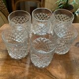 Set of 6 cut crystal water glasses