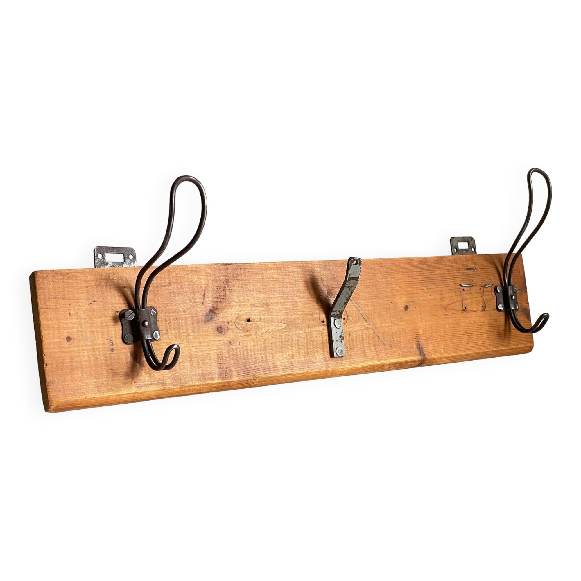 Portemanteau ecole en bois et acier vintage