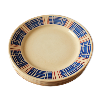 A lot of 6 plates serves Badonviller 1900 blue red Fécamp