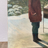 Anxian painting Painting seller of brown on vintage canvas