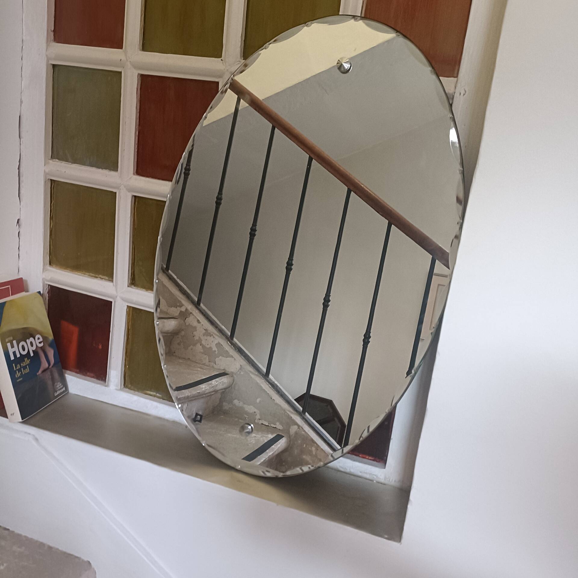 Miroir ovale biseauté Art Déco