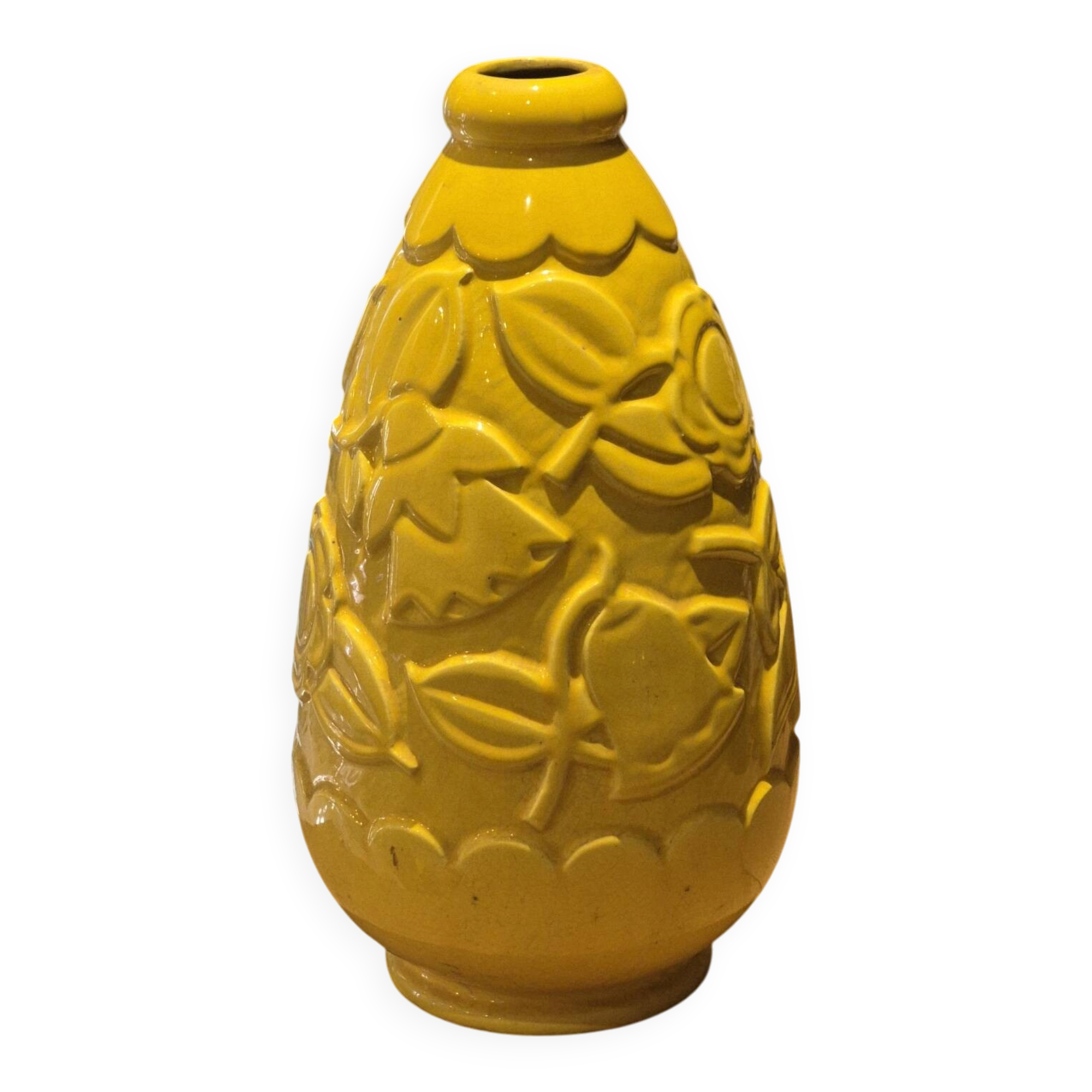 Art Deco vase Saint-Clément no. 833 in yellow earthenware, 1930s