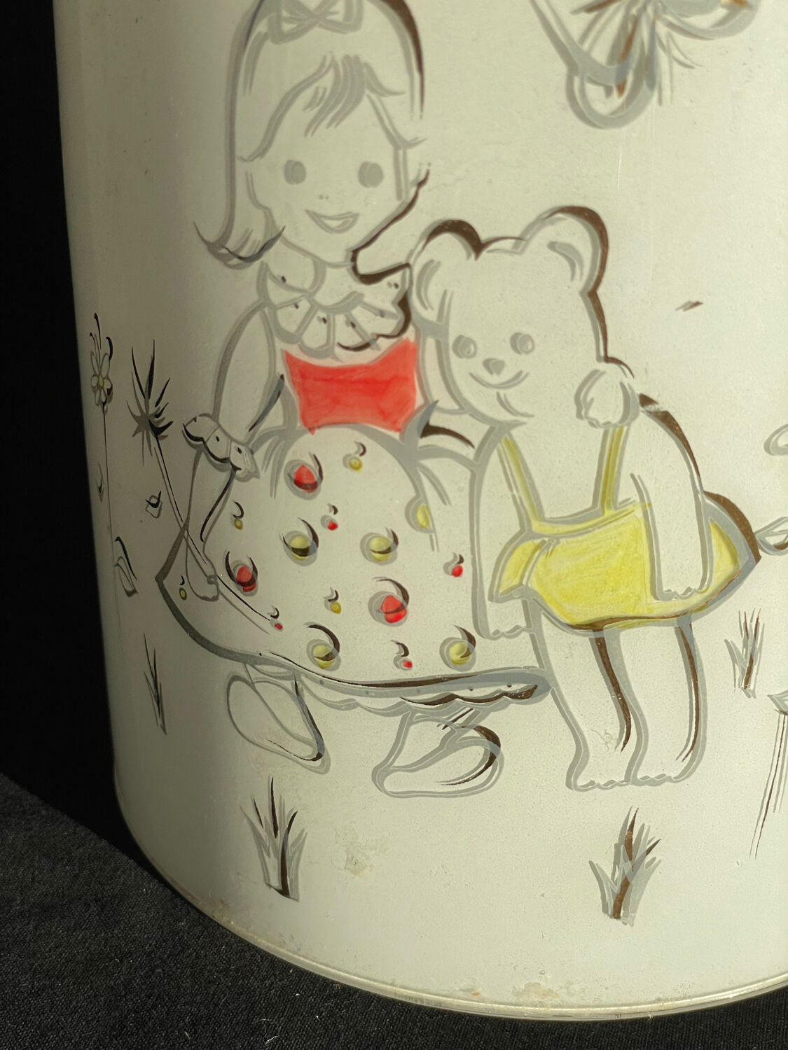 Vintage lamp, white glass, hand painted