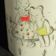 Vintage lamp, white glass, hand painted