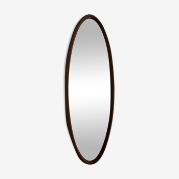 Scandinavian mirror oval shaped teak, 70s.