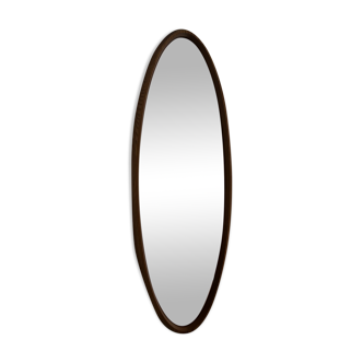 Scandinavian mirror oval shaped teak, 70s.
