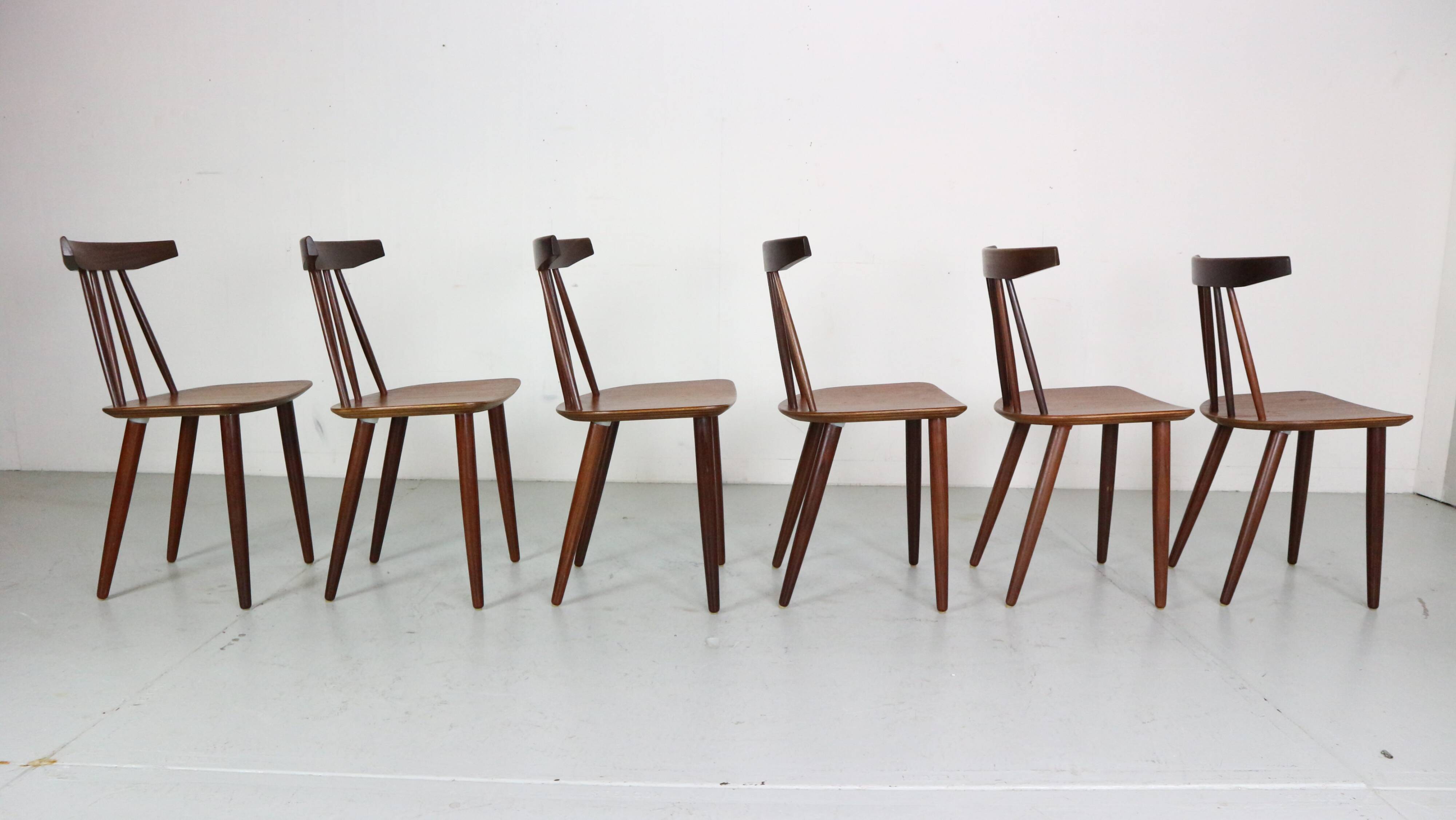 Poul Volther Set Of 6 Dinning Room Chairs "3705" For Fremel Røjle, Denmark, 1960