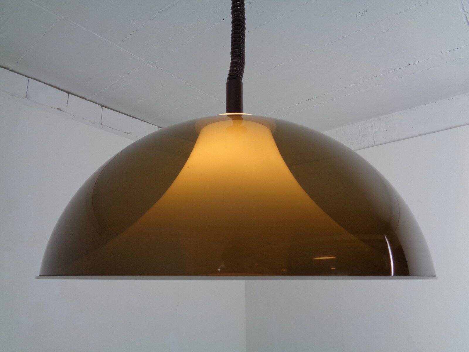 Ceiling lamp in brown and white plastic from Stilux Milano, 1960s
