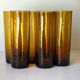 6 glasses amber tubes blown 1970s