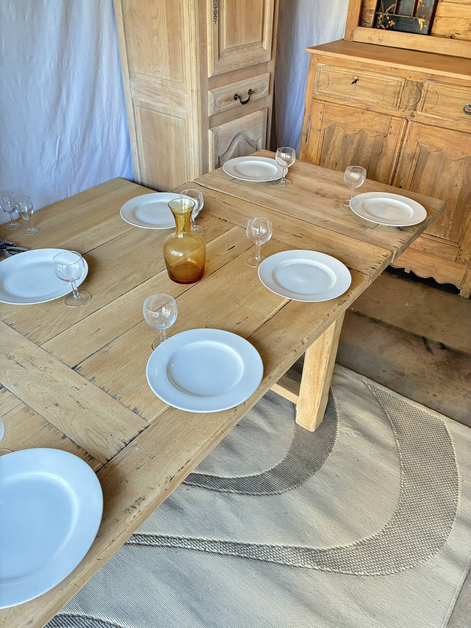 Table de ferme avec rallonges en chêne massif 