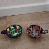 Tasting wine, bowls signed A. Dressinval, ceramist from Vallauris, 1960s.