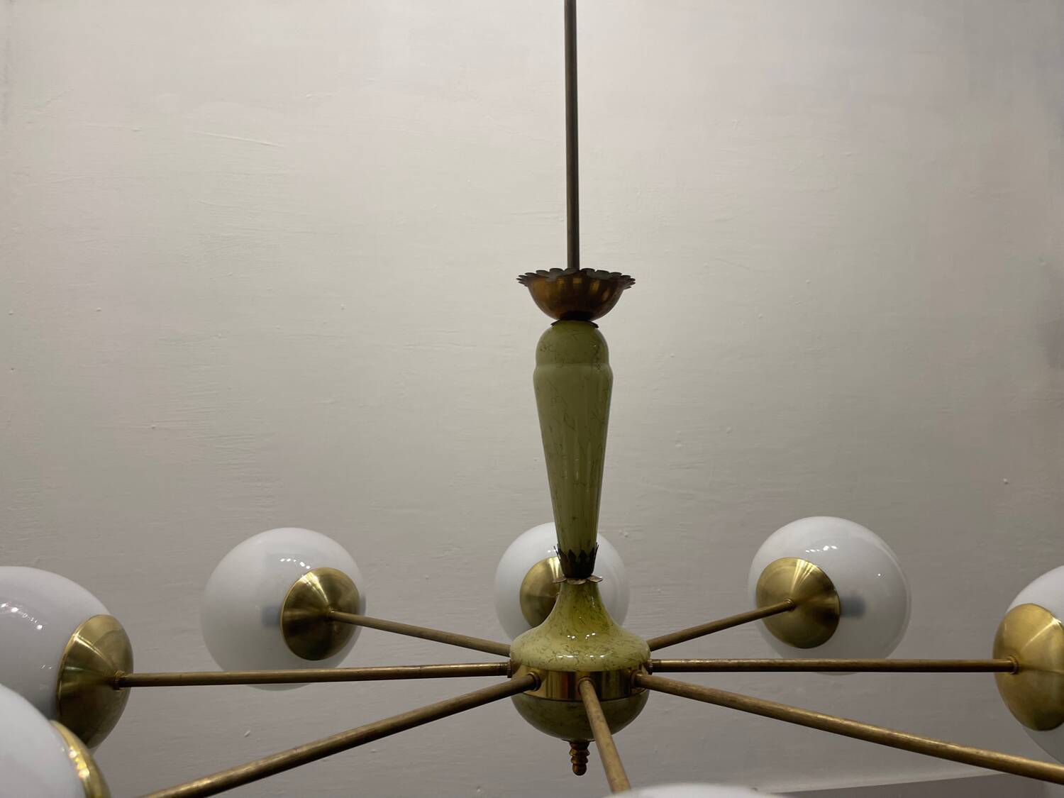 Italian Sputnik Brass Chandelier 1950’s
