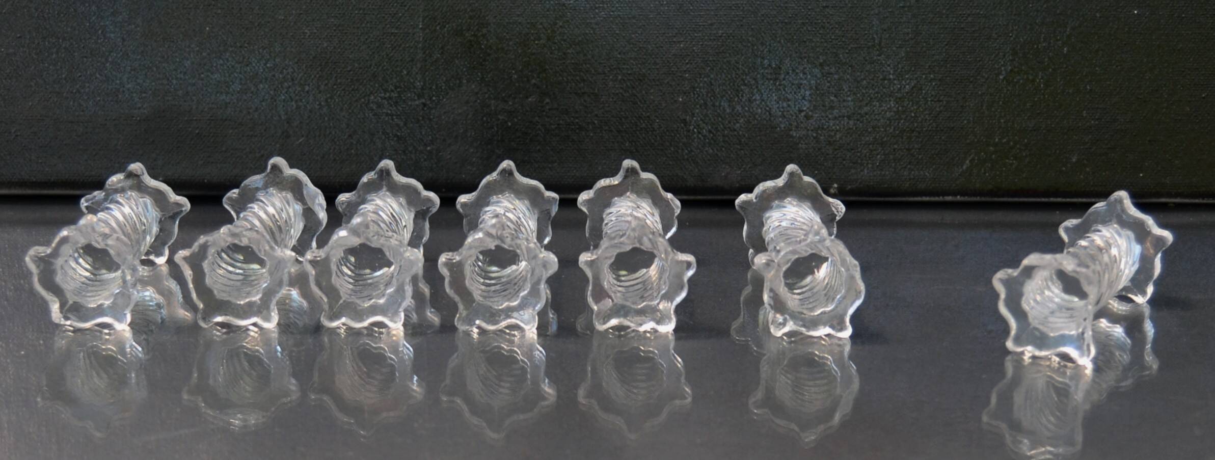 Lot of 5+2 Mid Century Twisted Knife Rests Cristallerie de Sevres Crystal Depose