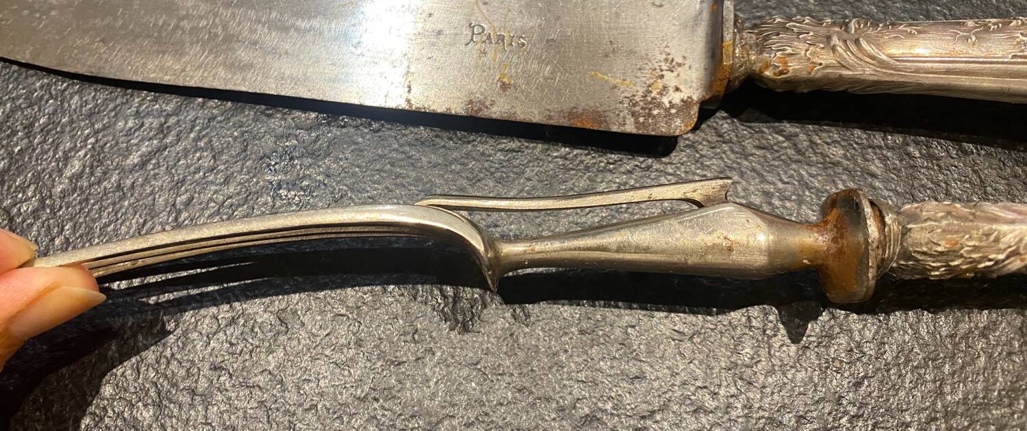 Silver-plated serving cutlery for leg of lamb