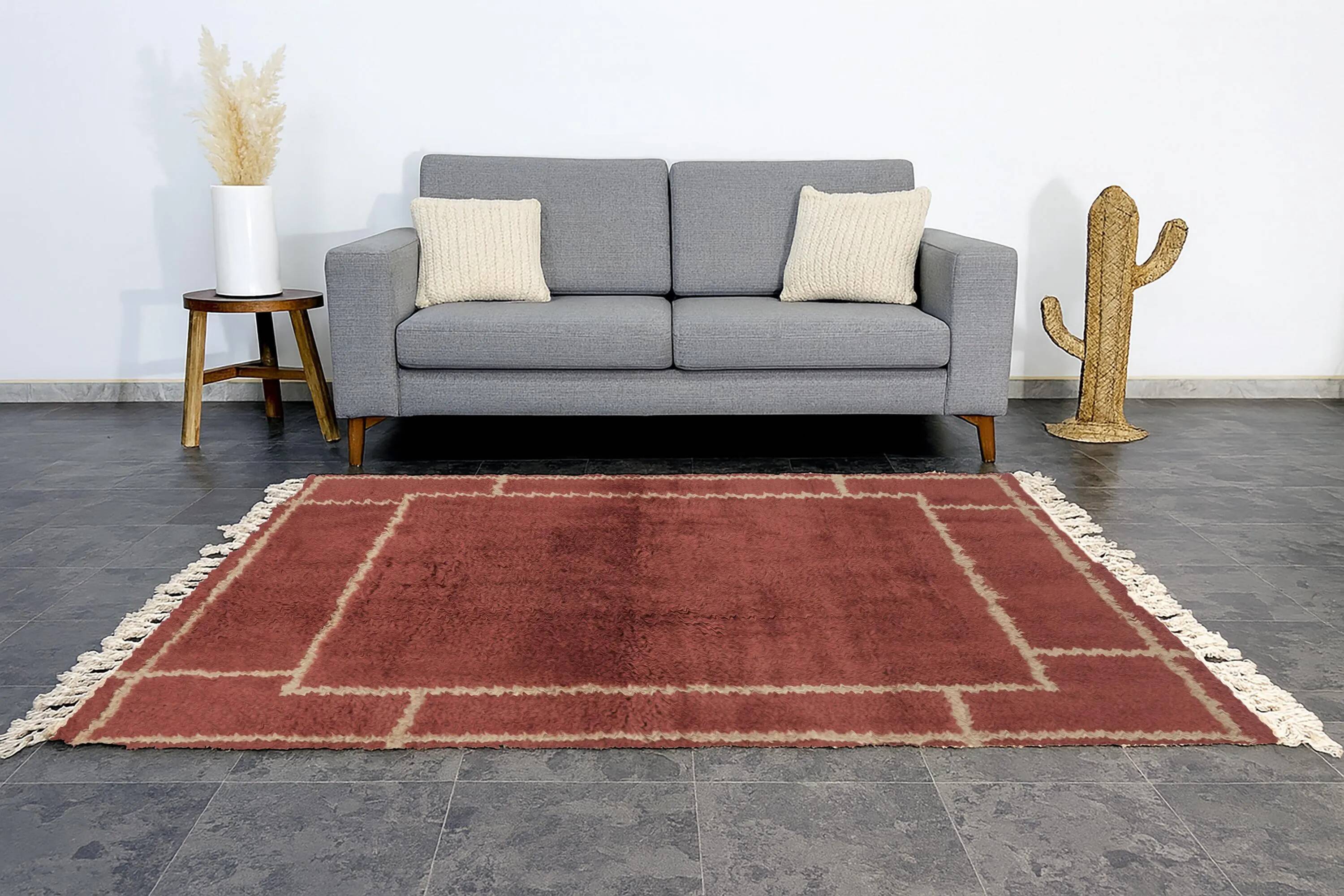 Moroccan rug in natural wool 3 x 2 m