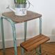 Tabouret escabeau vintage en bois et acier