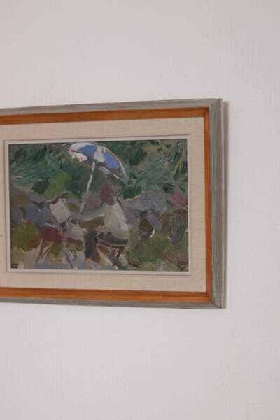 Original Swedish oil on panel – “Seated Figure” by Gösta Stawåsen – vintage & framed – 38 × 29 cm (15.0" × 11.4")