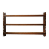 Raw solid wood shelf with 3 grooved levels