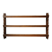 Raw solid wood shelf with 3 grooved levels