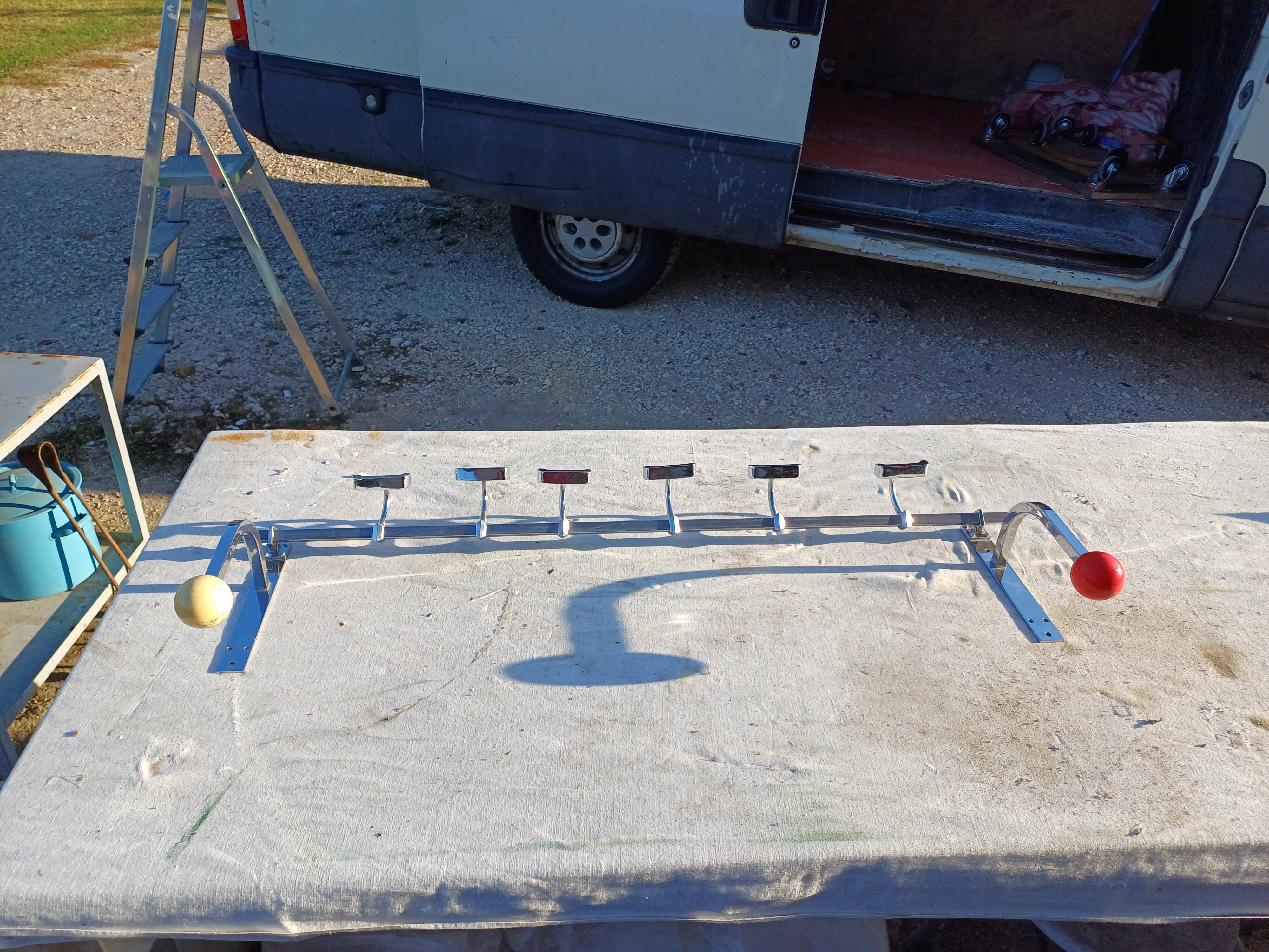 Vintage chrome coat rack and plastic balls