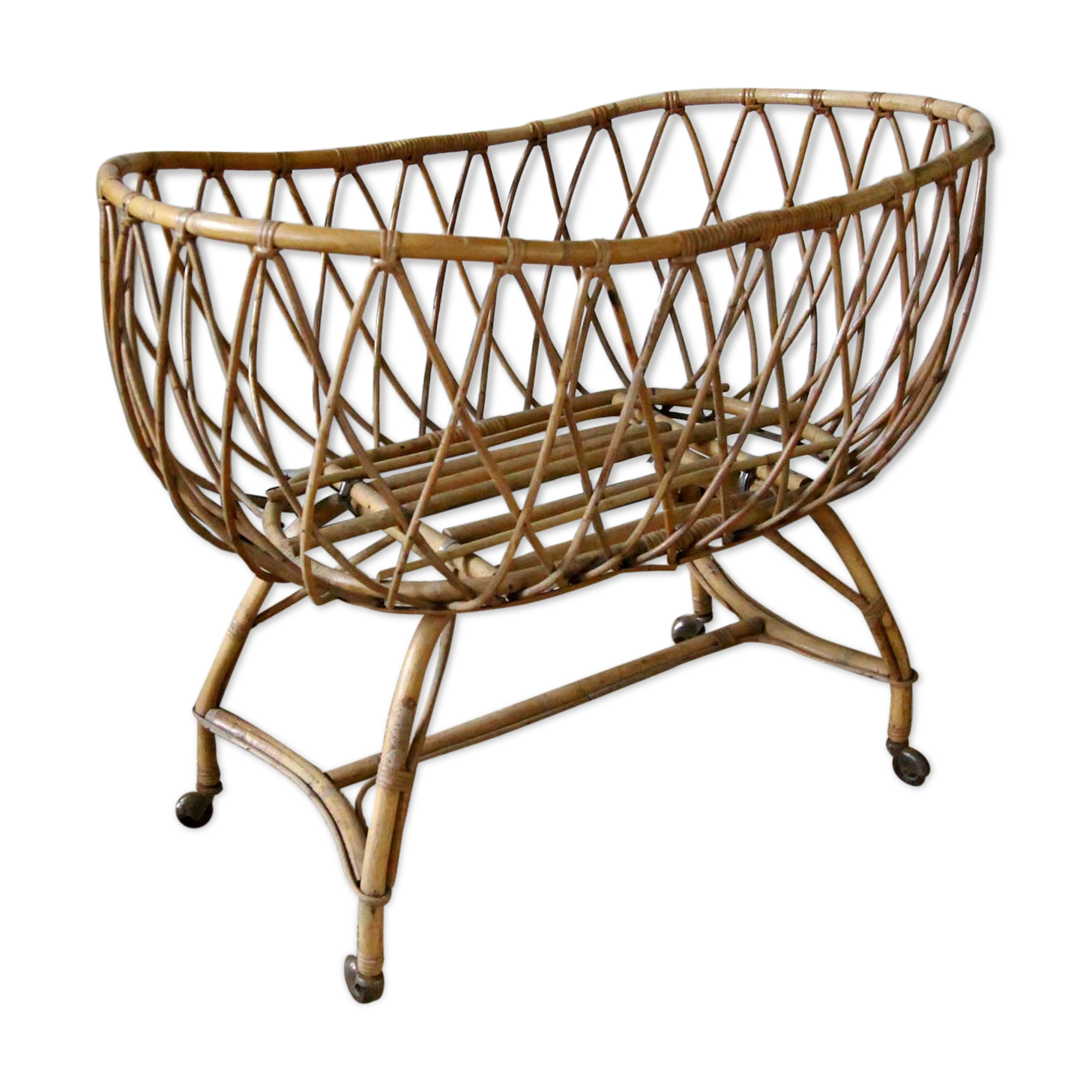 Vintage rattan cradle