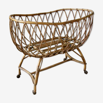 Vintage rattan cradle