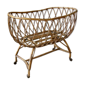 Vintage rattan cradle