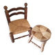 Straw chair and stool