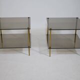 Smoked glass table 70s 80s true vintage design side table, set of 2