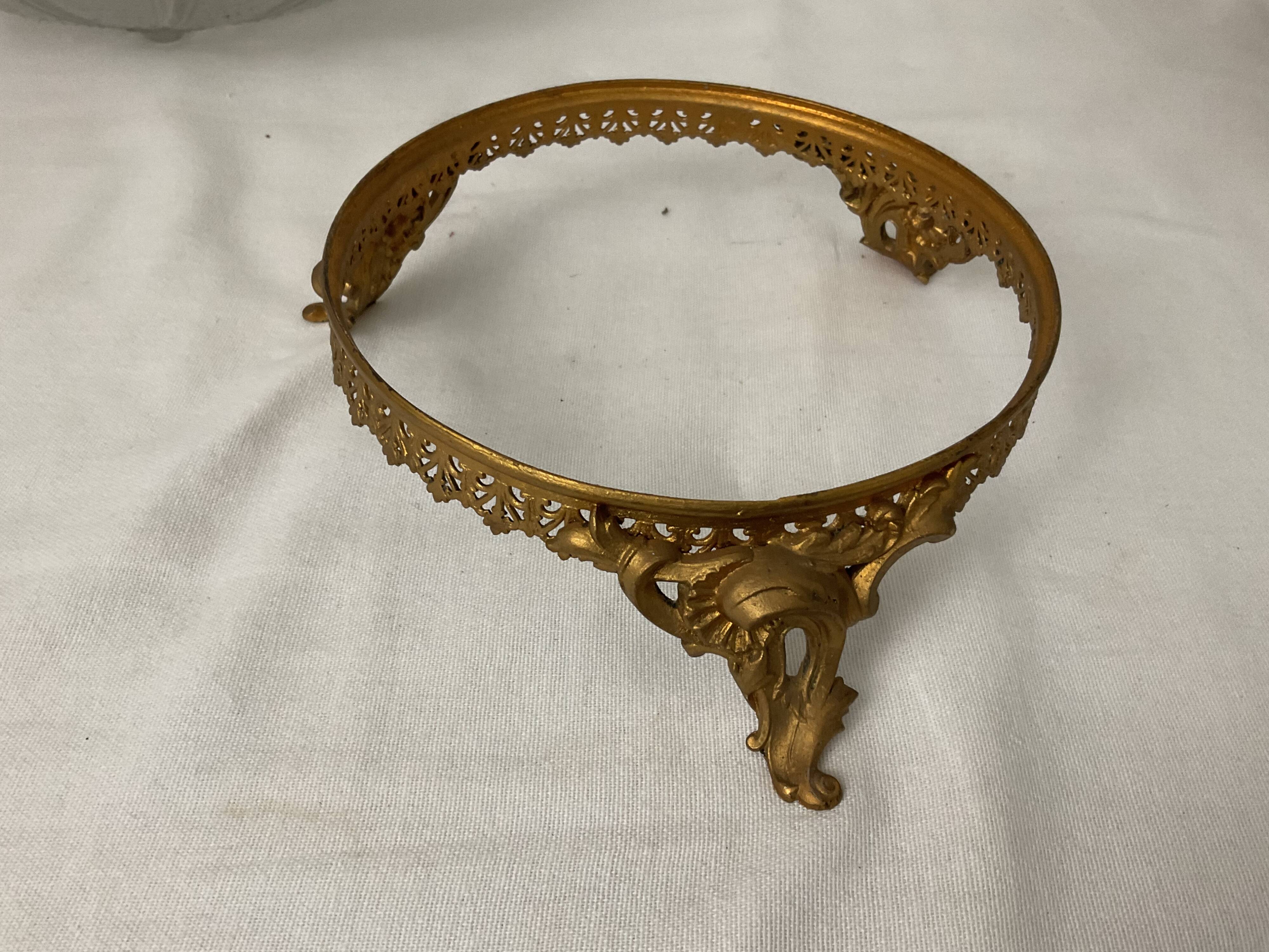 Fruit cup centerpiece in frosted glass and art nouveau art deco bronze signed Muller frères